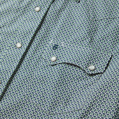 Circle Diamond Print Short Sleeve Western Shirt Green | Stetson