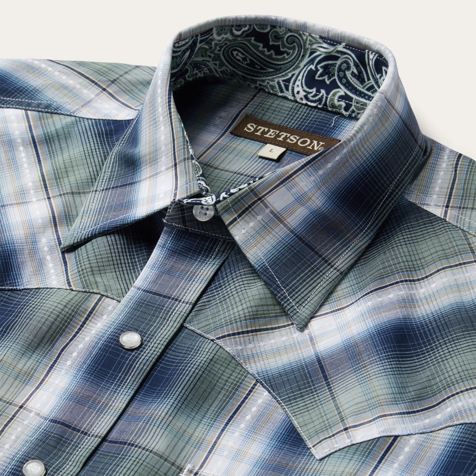Lucky Diamond Plaid Western Shirt Green | Stetson