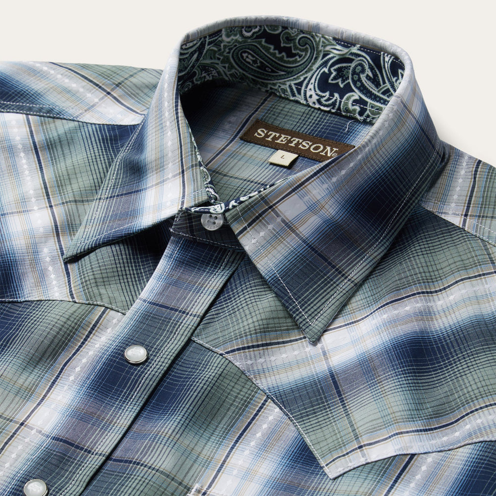 Lucky Diamond Plaid Western Shirt Green | Stetson