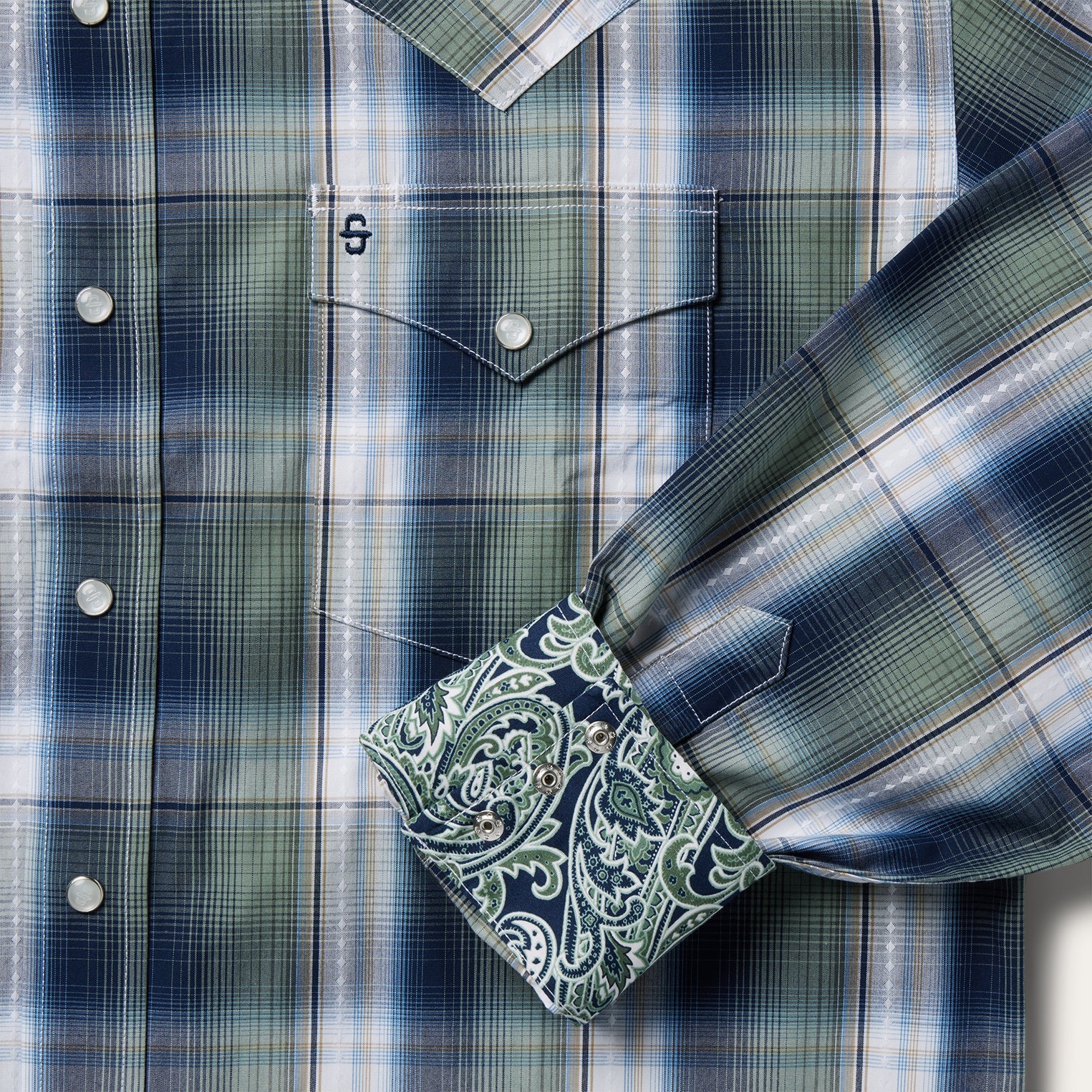 Lucky Diamond Plaid Western Shirt Green | Stetson