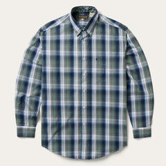 Lucky Diamond Plaid Button Front Shirt Green | Stetson