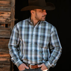 Lucky Diamond Plaid Button Front Shirt Green | Stetson