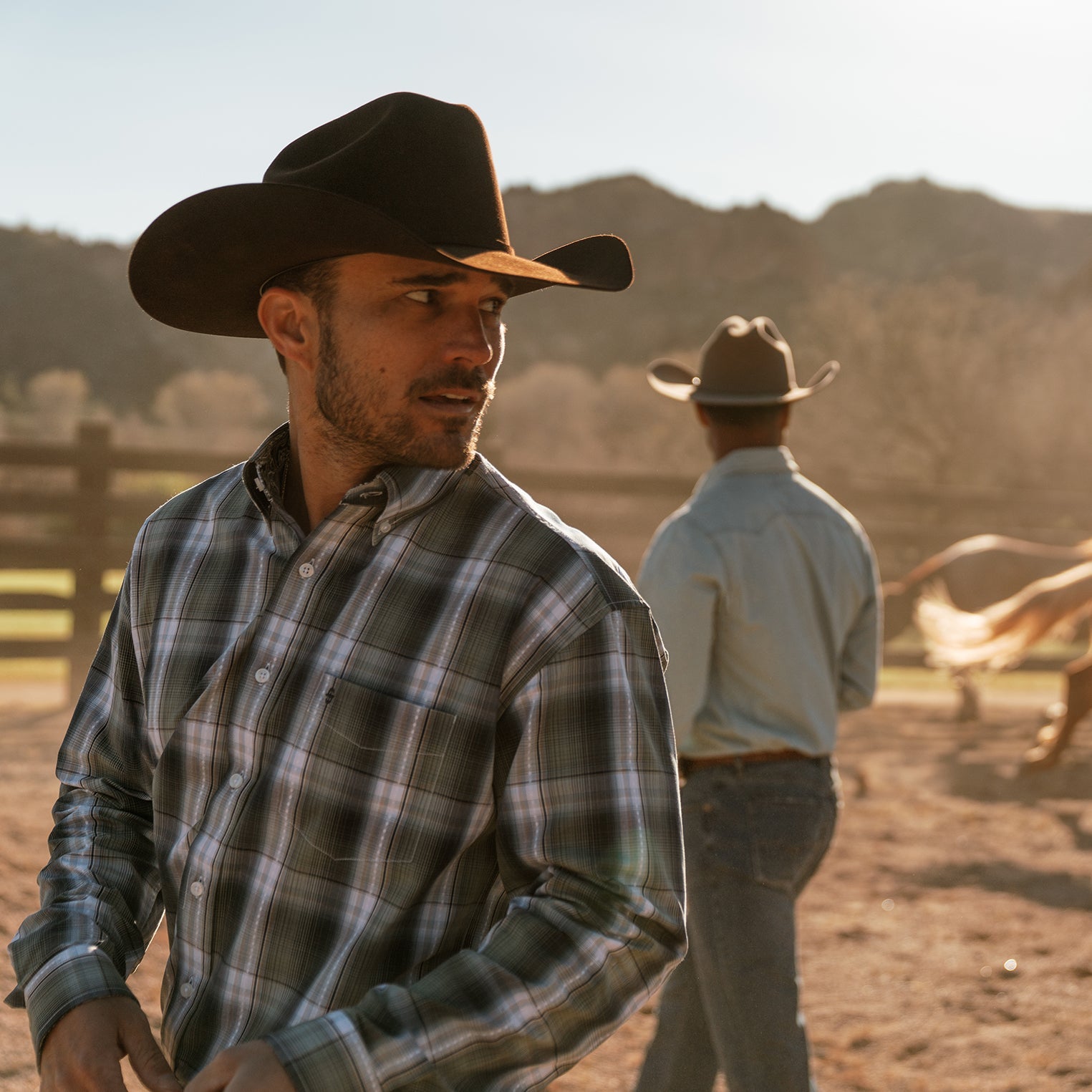 Lucky Diamond Plaid Button Front Shirt Green | Stetson