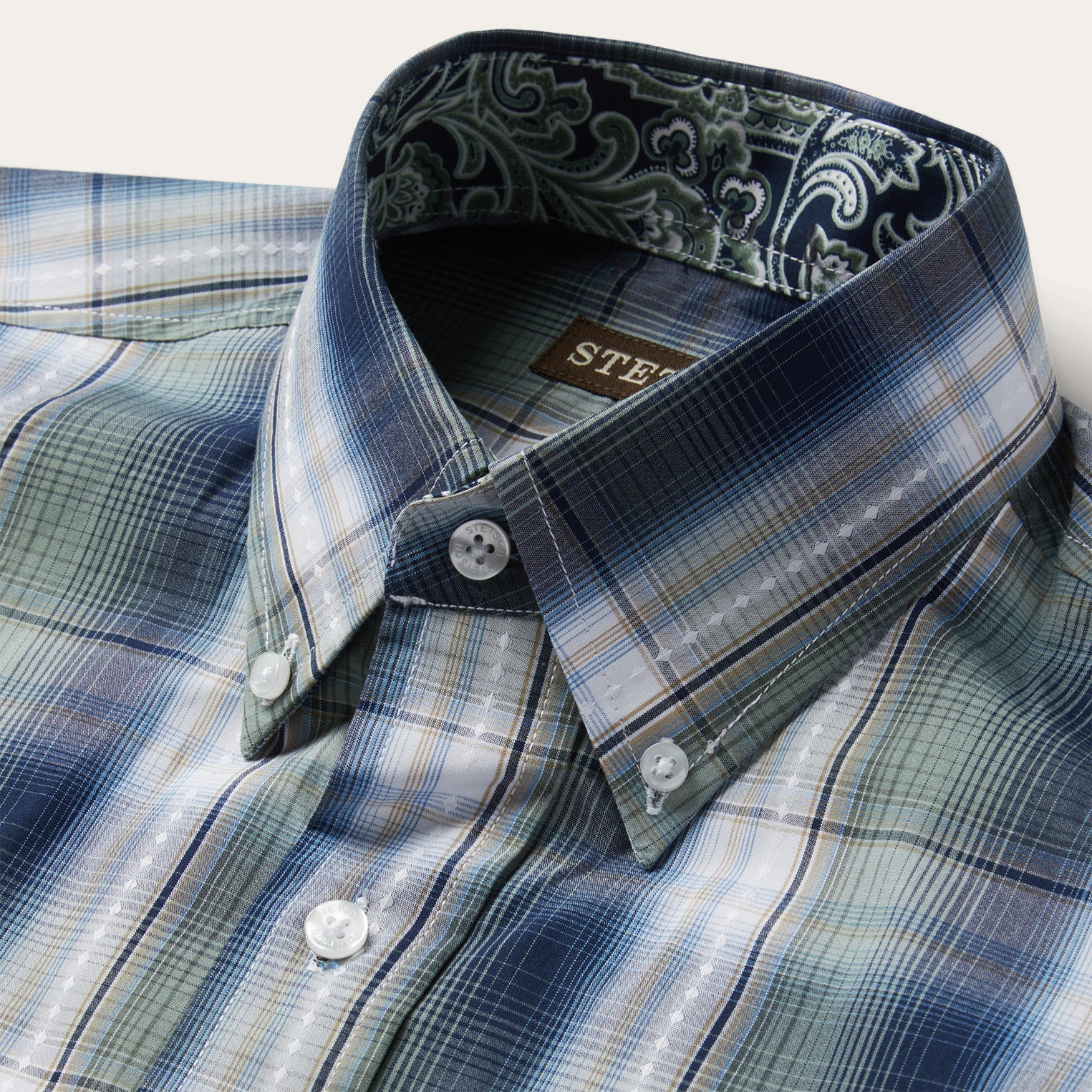Lucky Diamond Plaid Button Front Shirt Green | Stetson