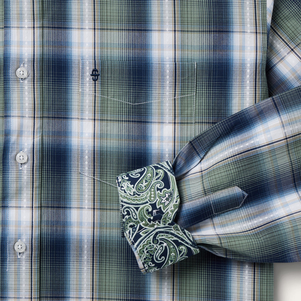 Lucky Diamond Plaid Button Front Shirt Green | Stetson