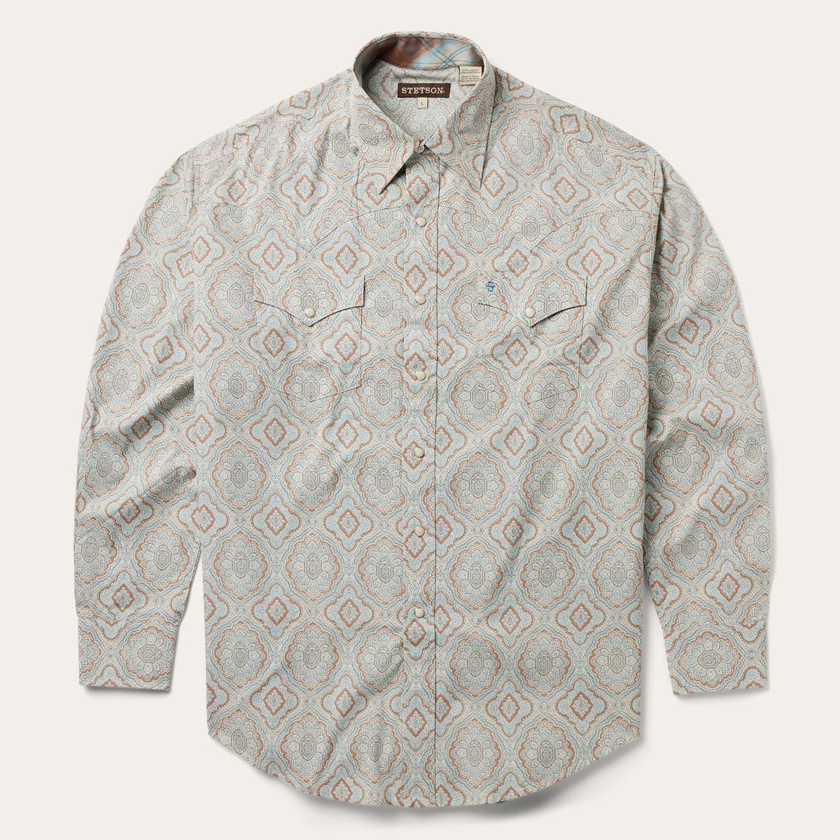 Aqua Paisley Print Western Shirt Green | Stetson