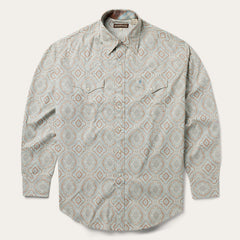 Aqua Paisley Print Western Shirt Green | Stetson