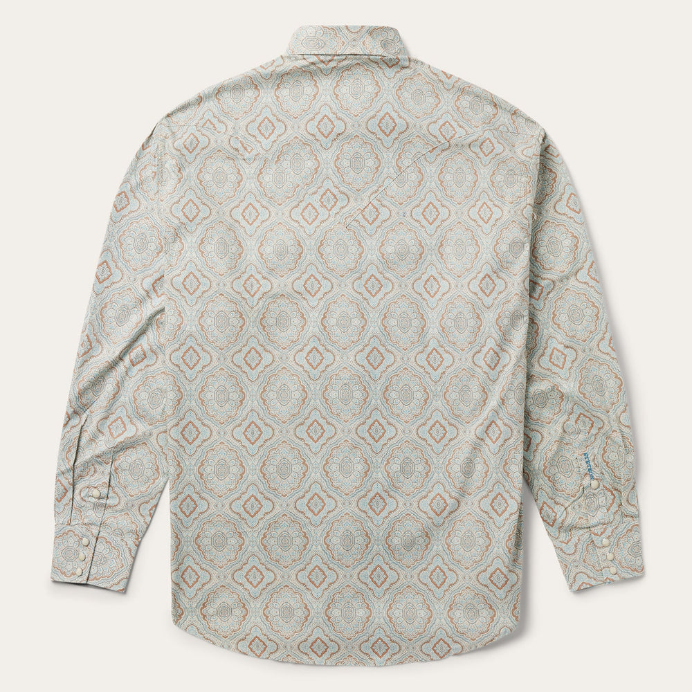 Aqua Paisley Print Western Shirt Green | Stetson