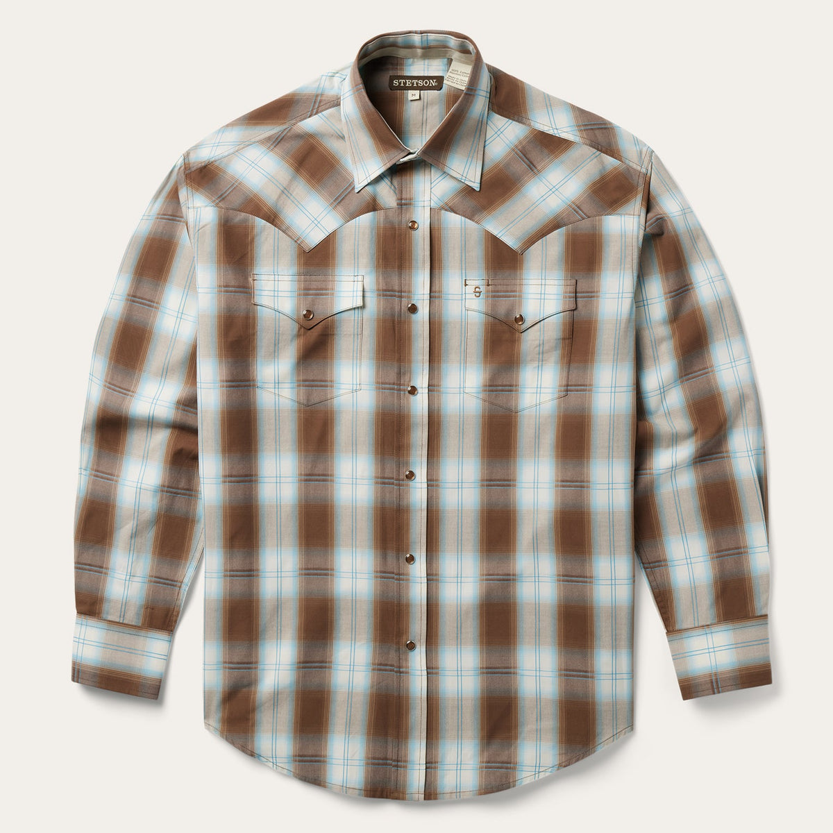 Sand Ombre Plaid Western Shirt Brown | Stetson