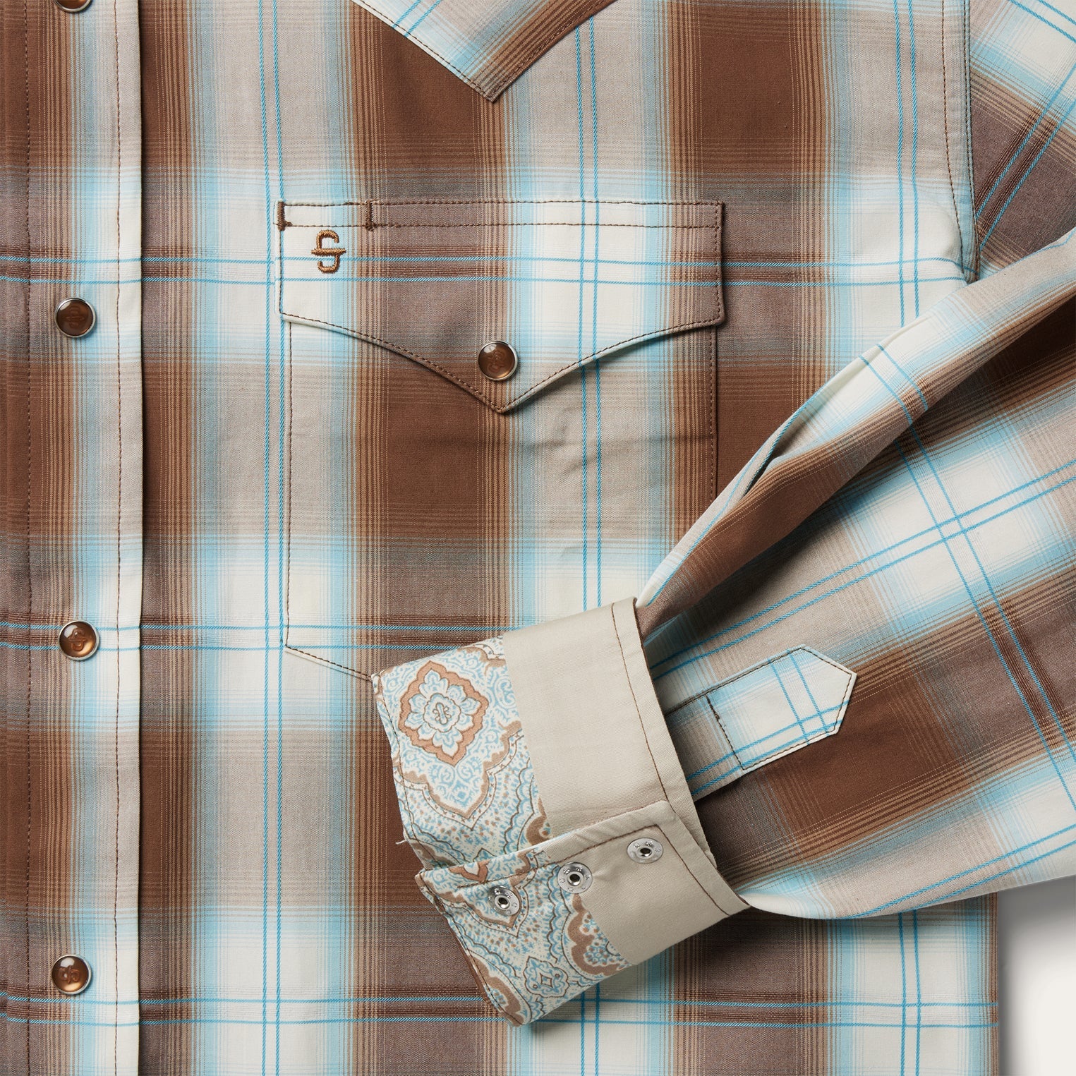 Sand Ombre Plaid Western Shirt Brown | Stetson