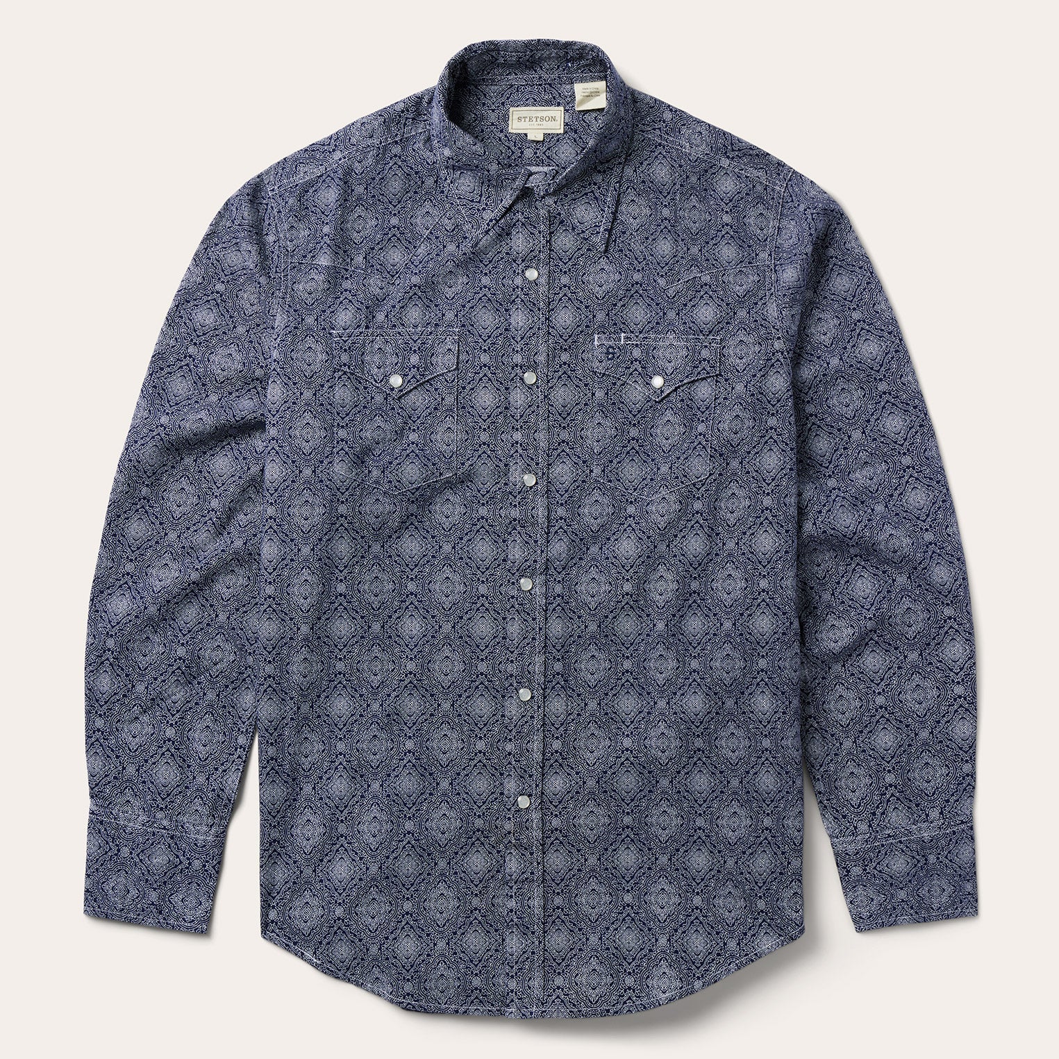 Blue Medallion Print Western Shirt Blue | Stetson