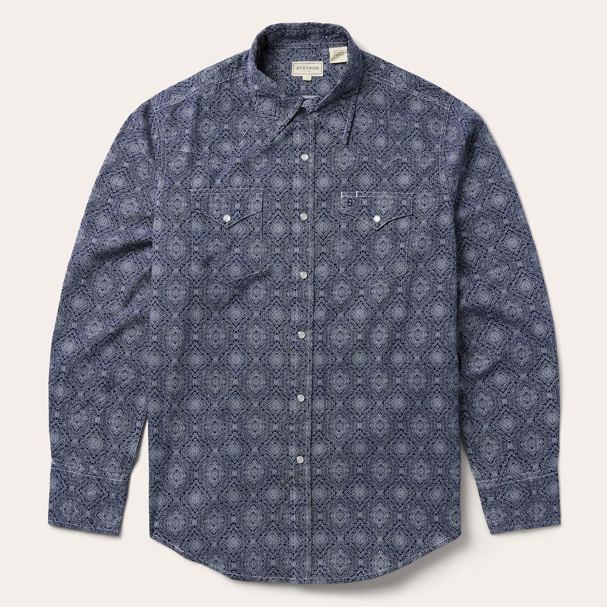 Blue Medallion Print Western Shirt Blue | Stetson