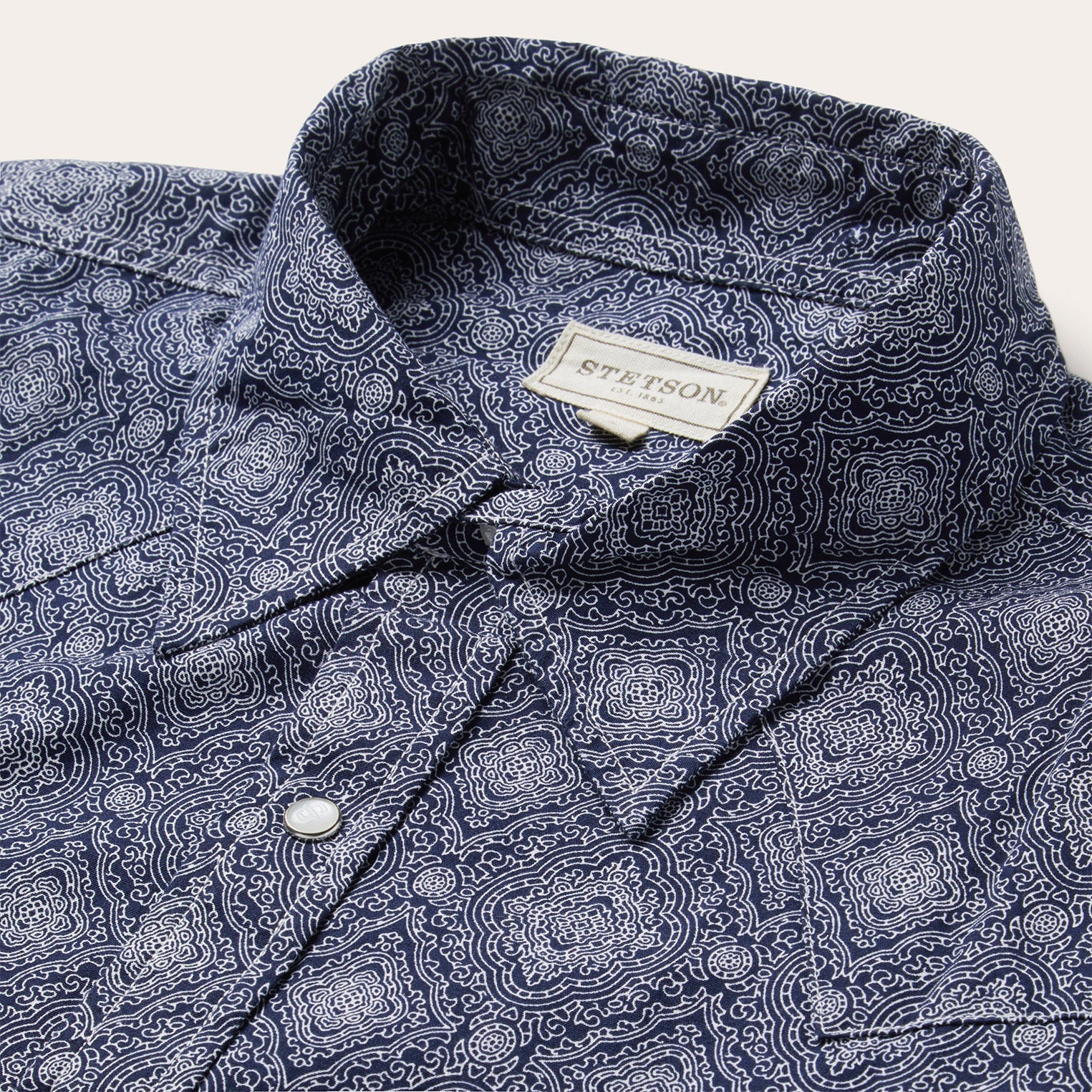 Blue Medallion Print Western Shirt Blue | Stetson