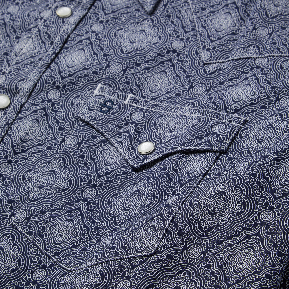 Blue Medallion Print Western Shirt Blue | Stetson