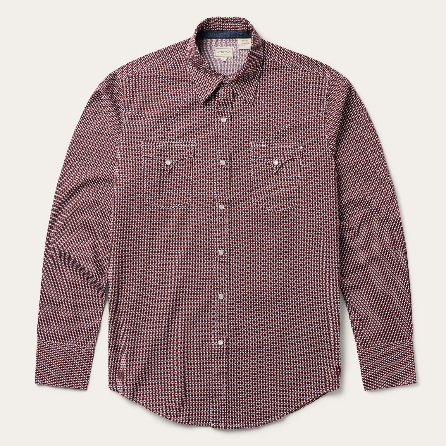 Broken Diamond Print Western Shirt Red | Stetson