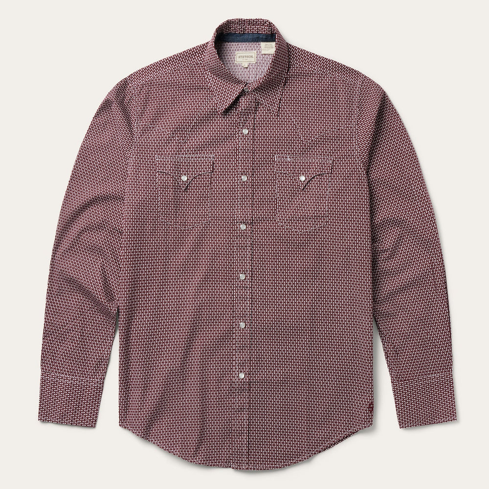 Broken Diamond Print Western Shirt Red | Stetson