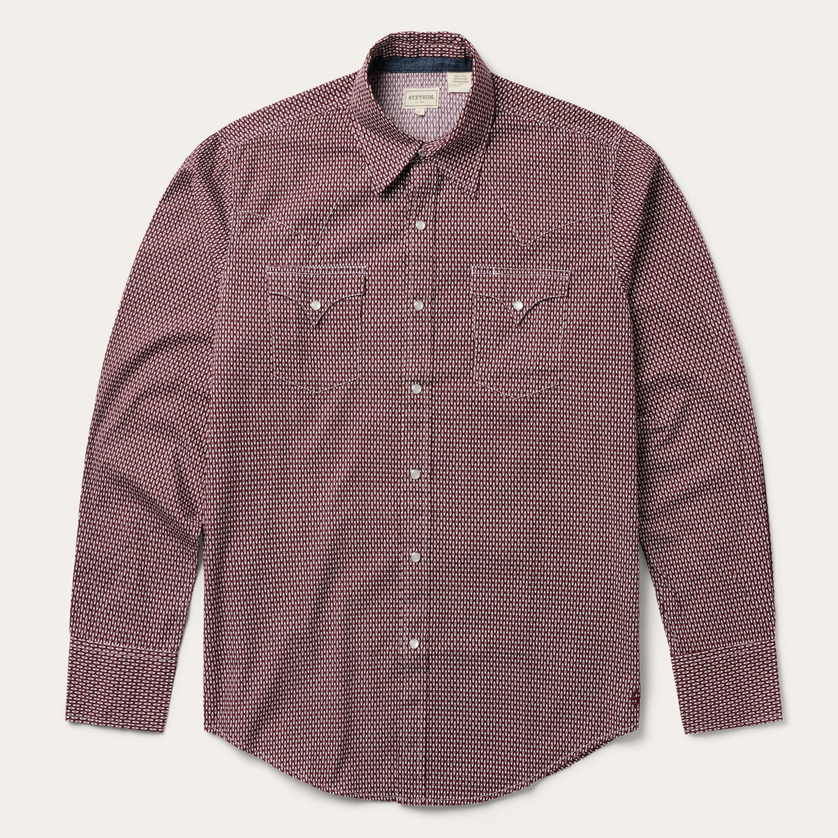 Broken Diamond Print Western Shirt Red | Stetson