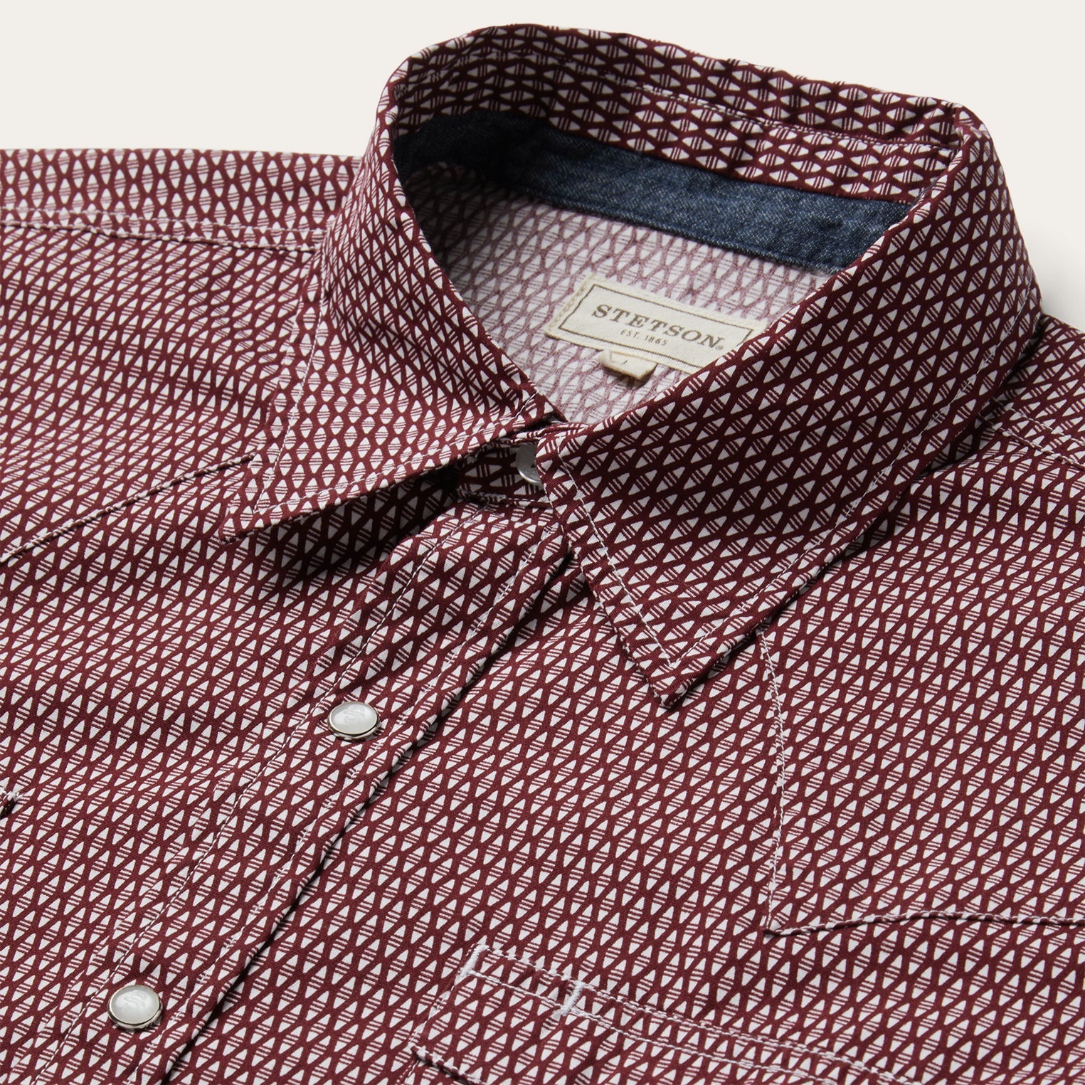 Broken Diamond Print Western Shirt Red | Stetson