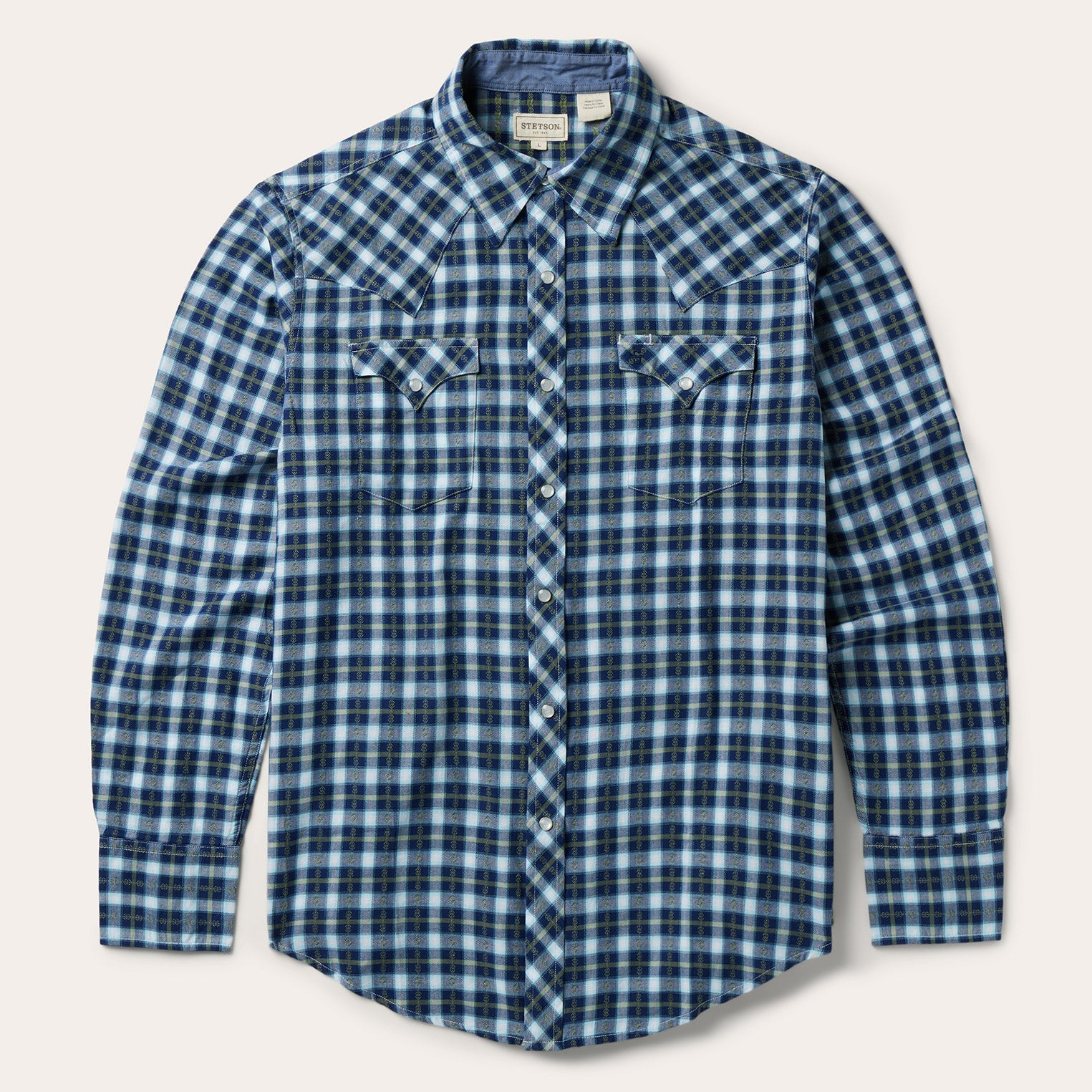 Plaid Twill Dobby Western Shirt Blue | Stetson
