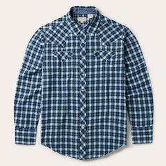 Plaid Twill Dobby Western Shirt Blue | Stetson