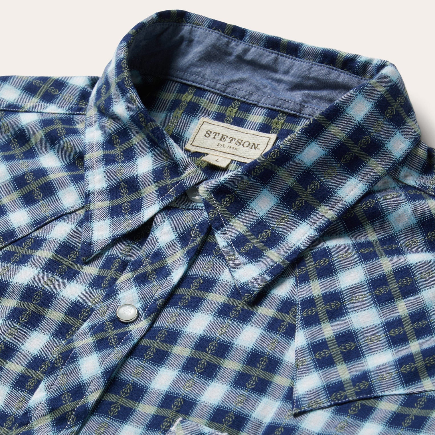Plaid Twill Dobby Western Shirt Blue | Stetson