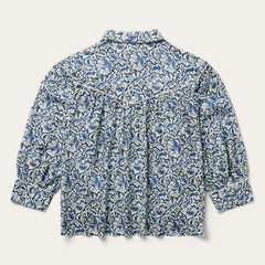 Indigo Tapestry Print Blouse Blue | Stetson