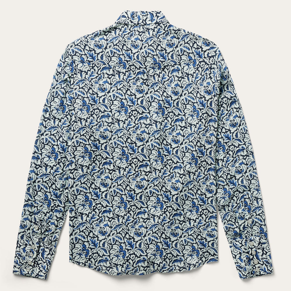 Indigo Tapestry Print Shirt Blue | Stetson