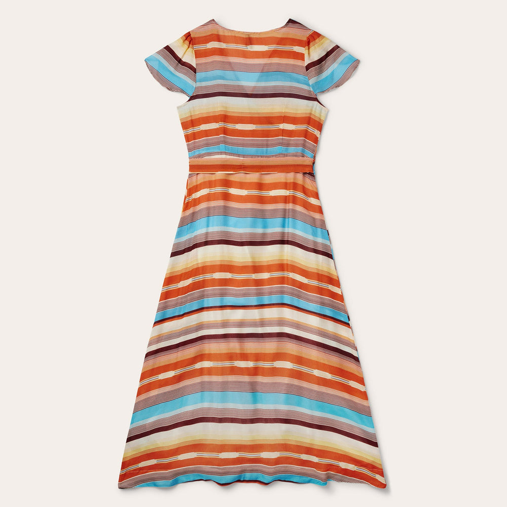 Sunset Serape Print Rayon Herringbone Wrap Front Dress Multi | Stetson