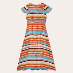 Sunset Serape Print Rayon Herringbone Wrap Front Dress Multi | Stetson