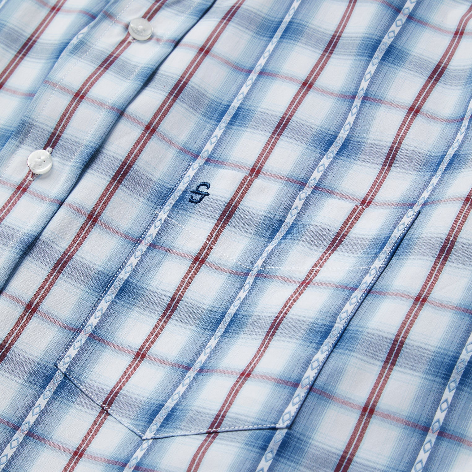 Blue Diamond Dobby Plaid Shirt Blue | Stetson