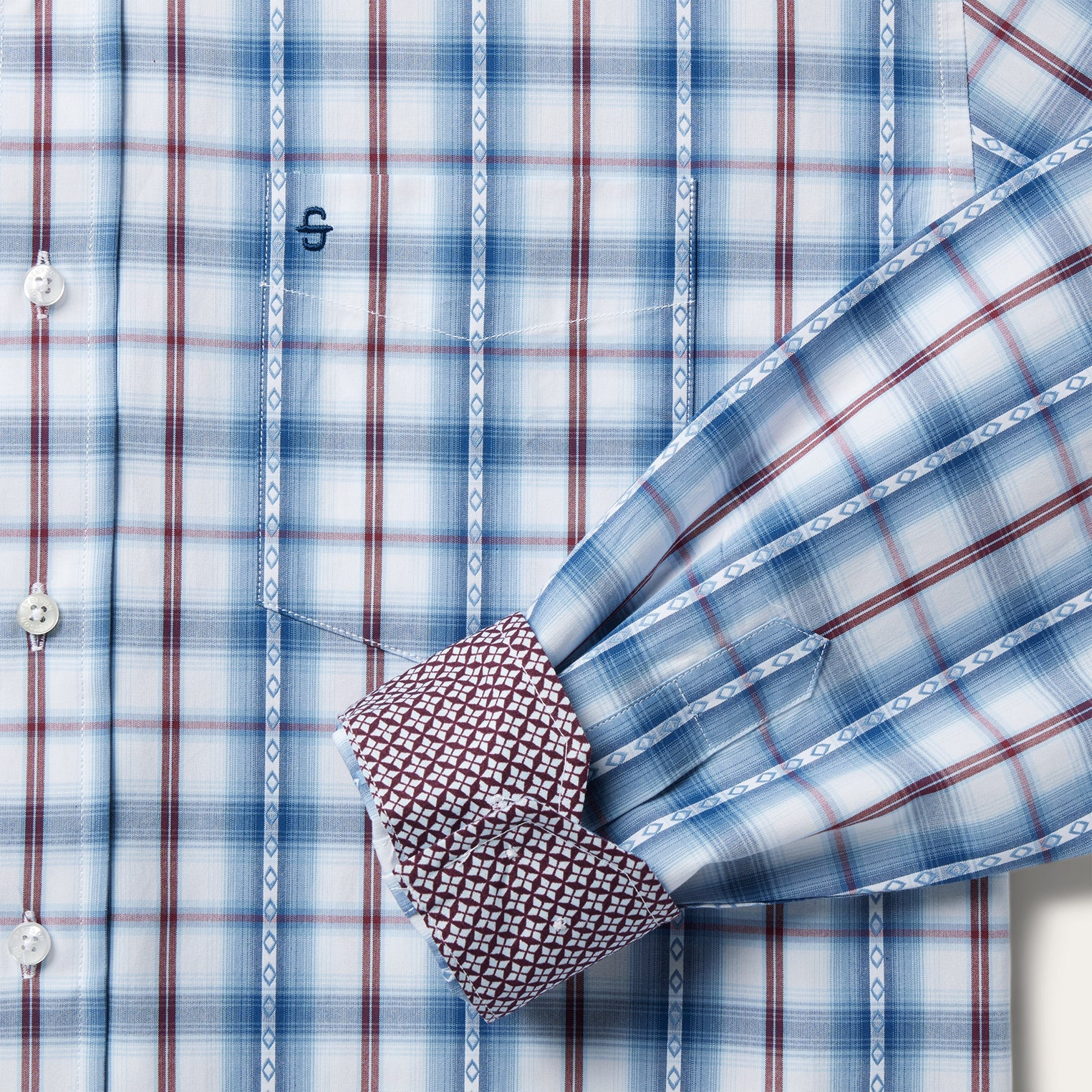 Blue Diamond Dobby Plaid Shirt Blue | Stetson
