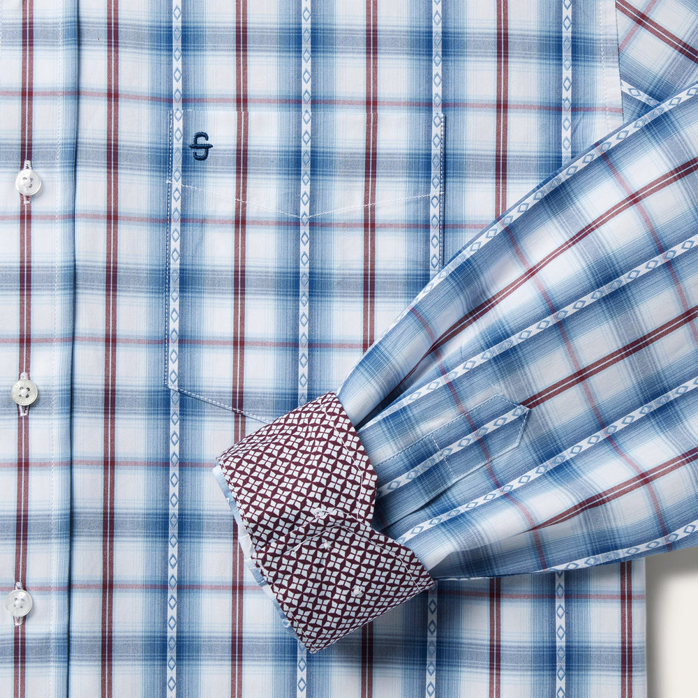Blue Diamond Dobby Plaid Shirt Blue | Stetson
