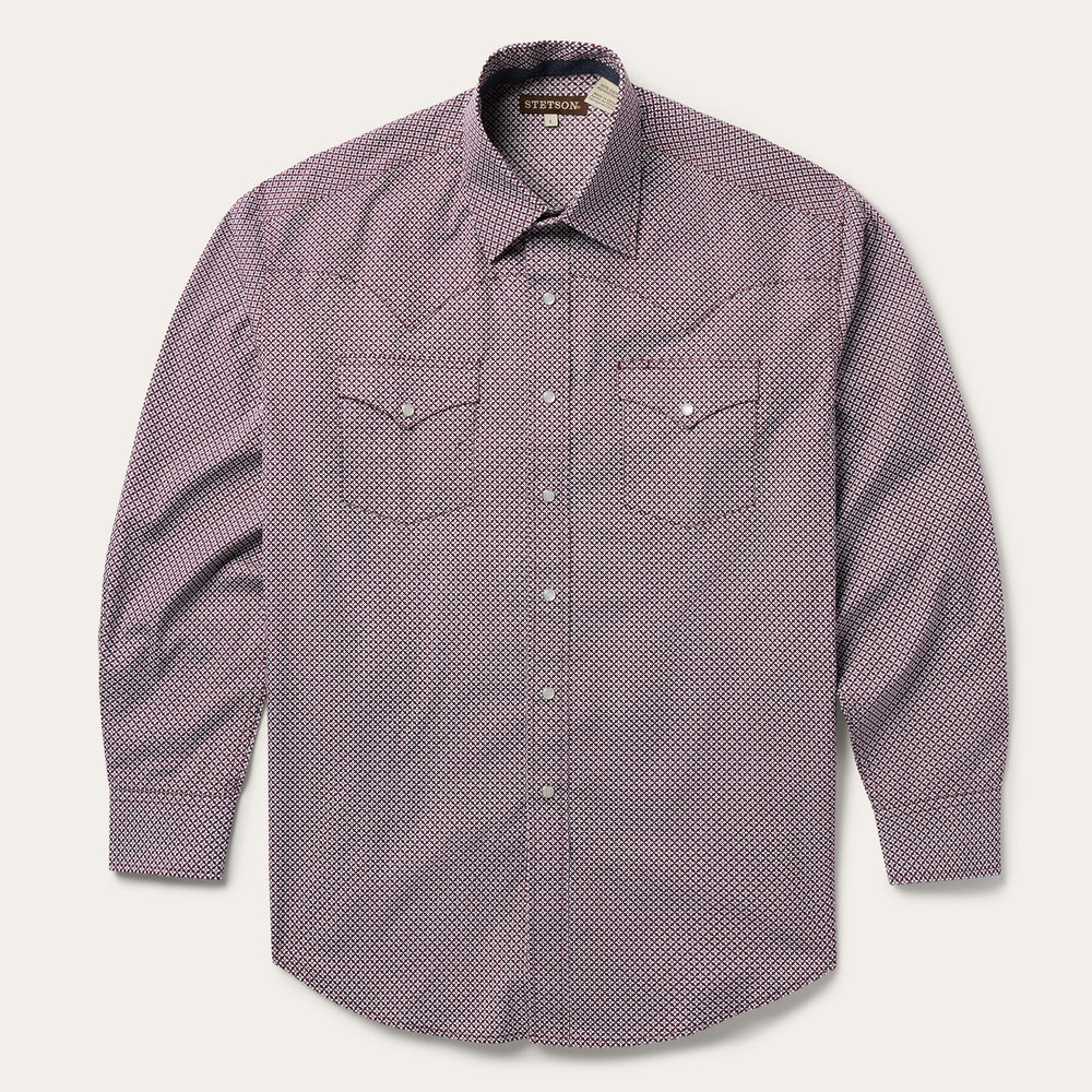 Four Point Geo Print Western Shirt Blue | Stetson