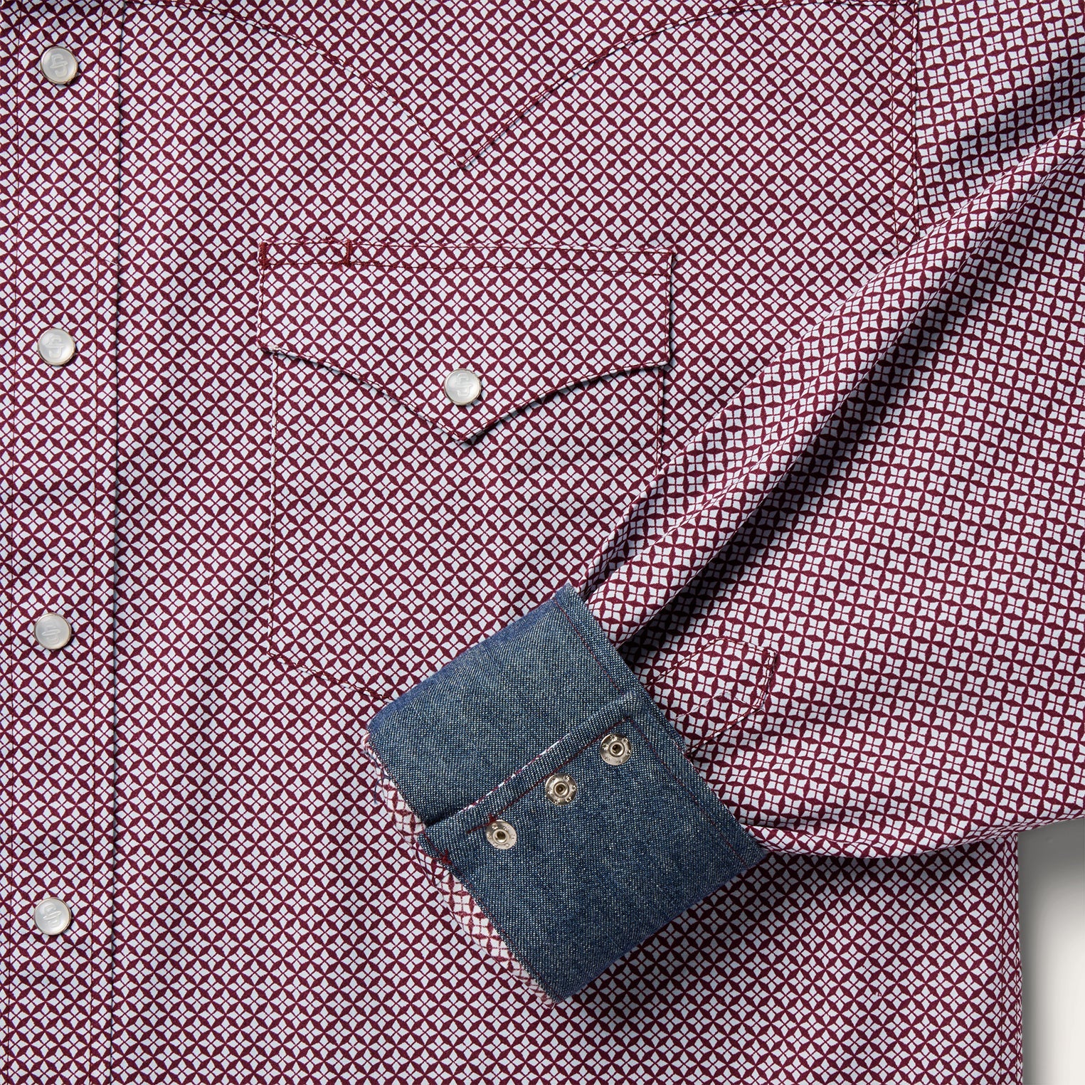 Four Point Geo Print Western Shirt Blue | Stetson