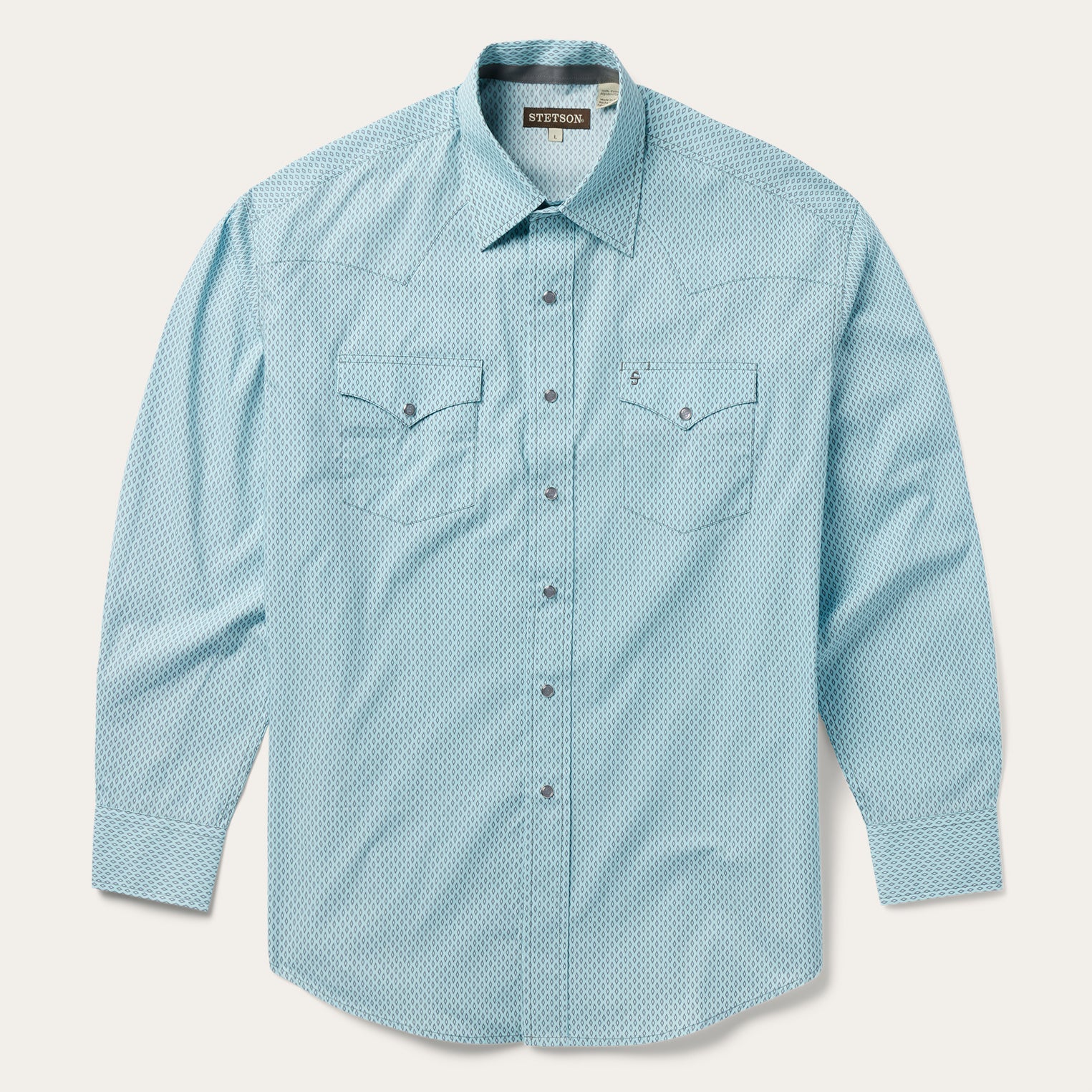 Silver Diamond Neat Print Western Shirt Blue | Stetson