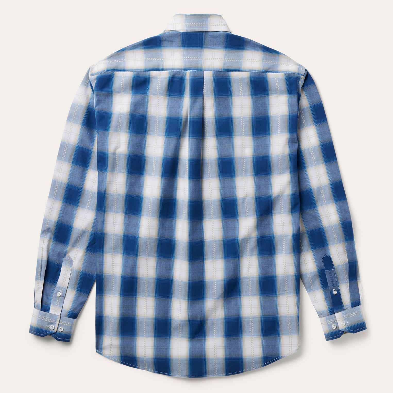 Navy Gold Ombre Plaid Short Sleeve Western Shirt Blue | Stetson