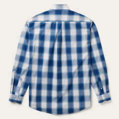 Navy Gold Ombre Plaid Short Sleeve Western Shirt Blue | Stetson