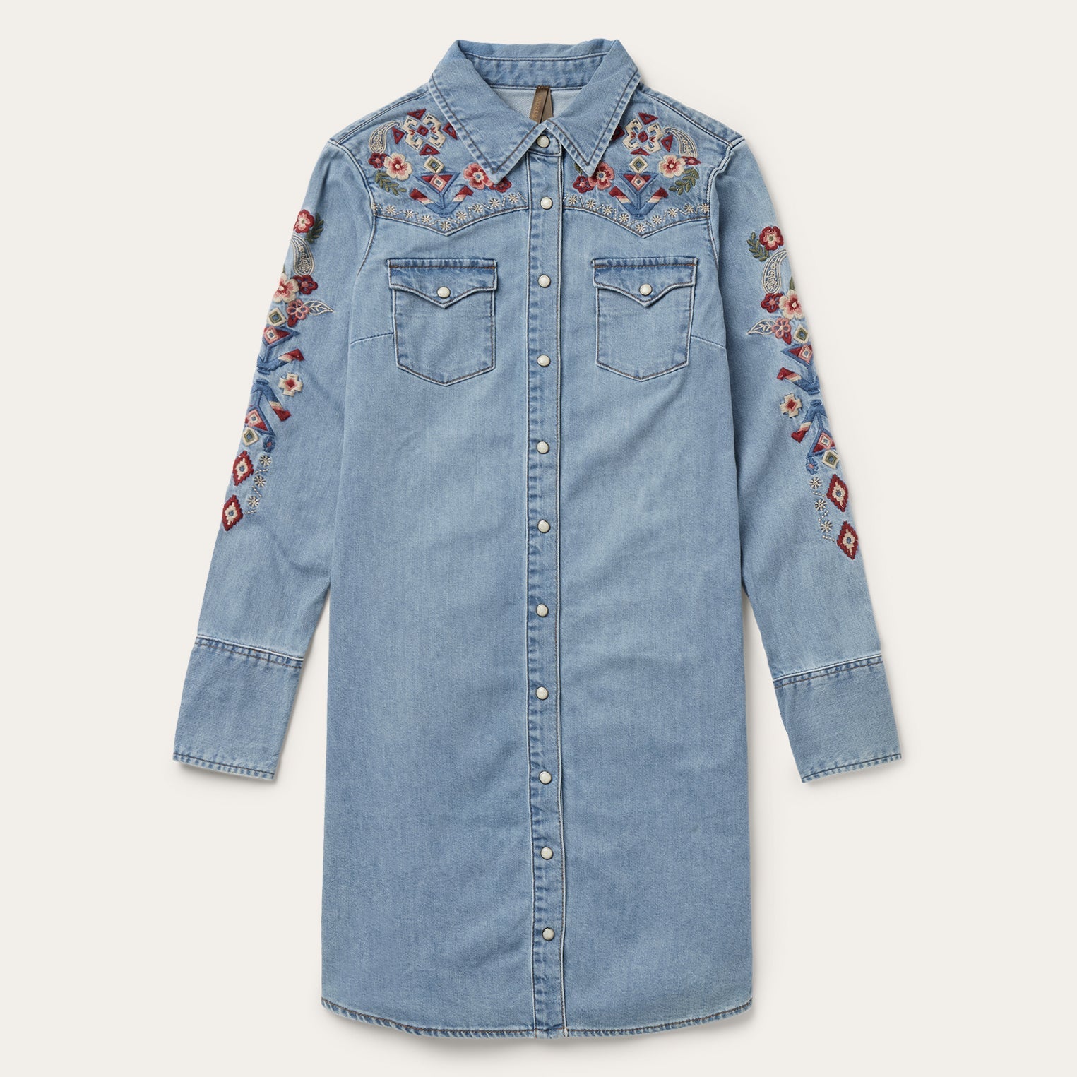 Embroidered Denim Shirt Dress Blue | Stetson