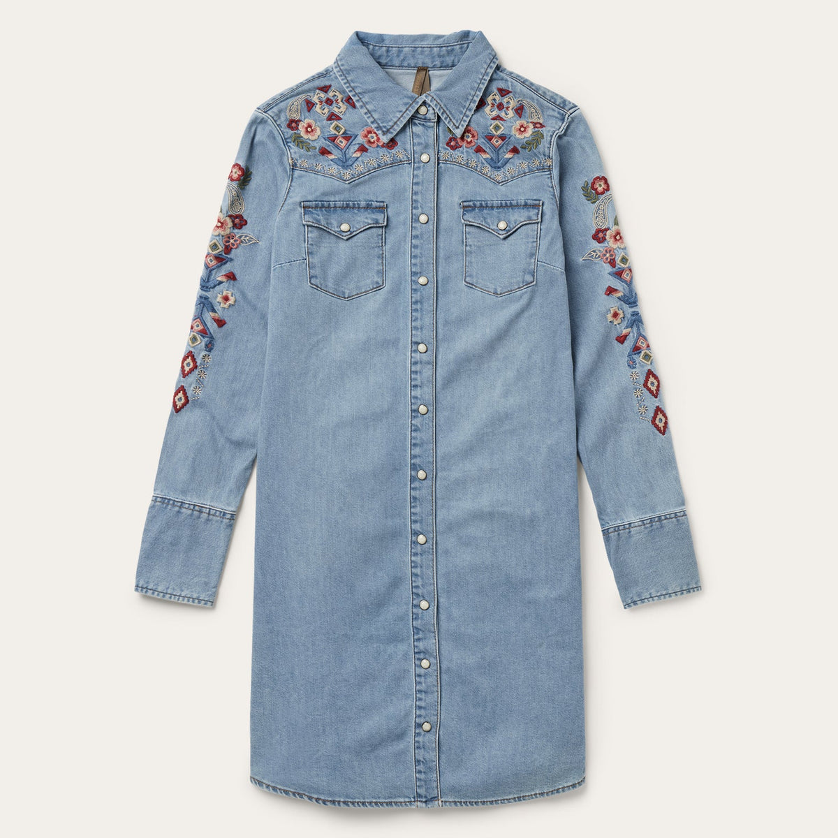 Embroidered Denim Shirt Dress Blue | Stetson