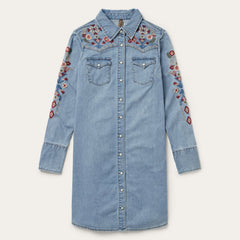 Embroidered Denim Shirt Dress Blue | Stetson
