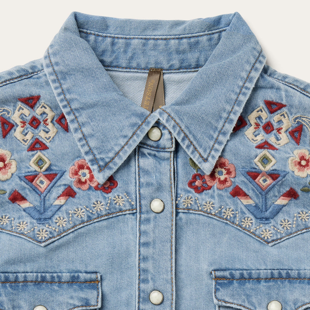 Embroidered Denim Shirt Dress Blue | Stetson