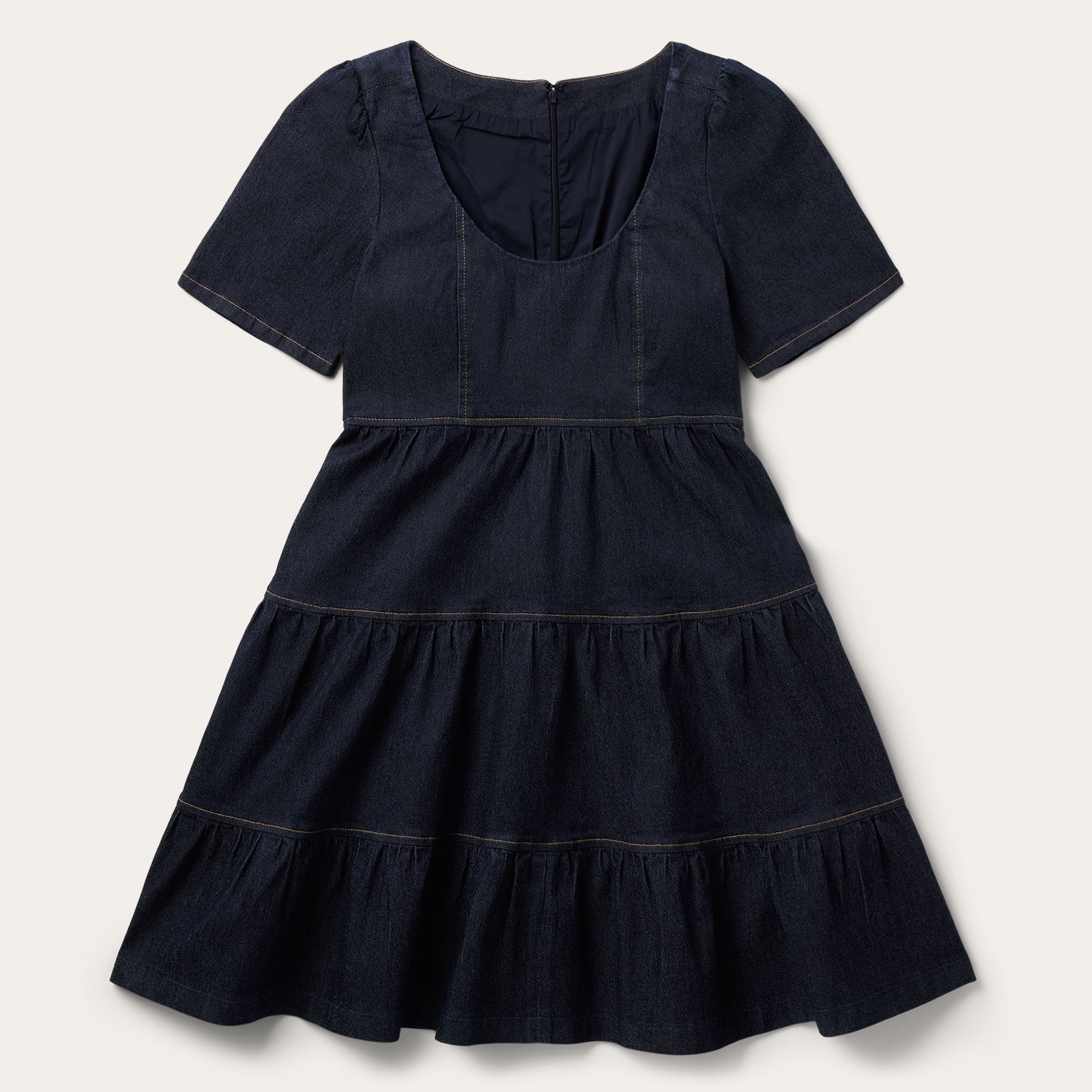 Dark Denim Dress With Contrast Top Stitching Blue | Stetson