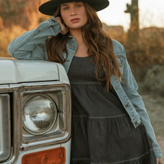 Dark Denim Dress With Contrast Top Stitching Blue | Stetson