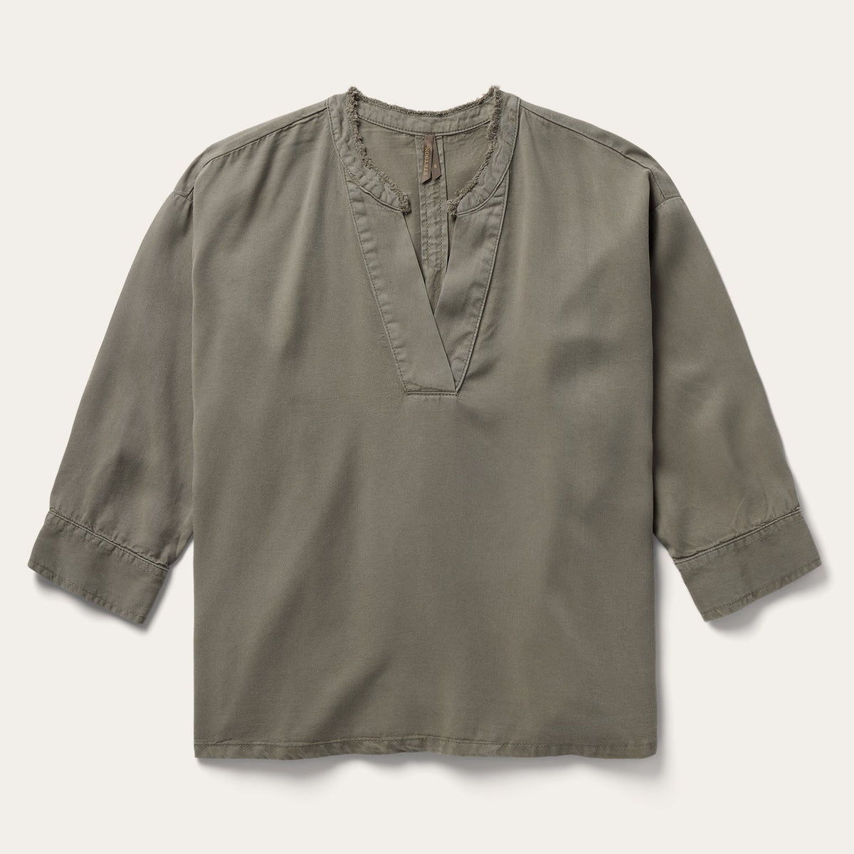 Olive Twill Peasant Blouse Green | Stetson