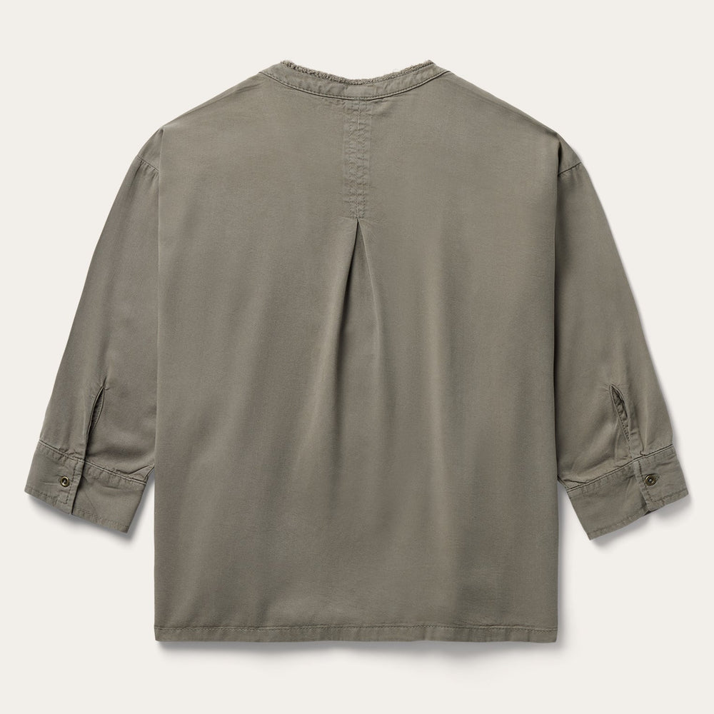 Olive Twill Peasant Blouse Green | Stetson