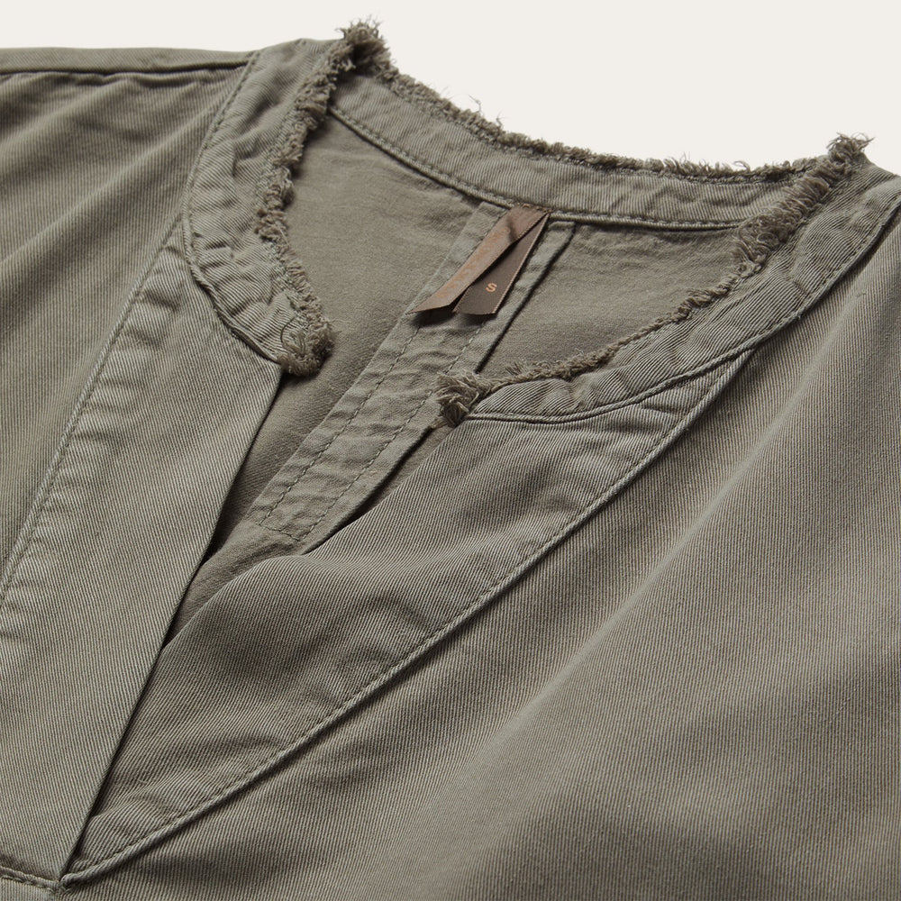 Olive Twill Peasant Blouse Green | Stetson
