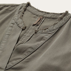 Olive Twill Peasant Blouse Green | Stetson
