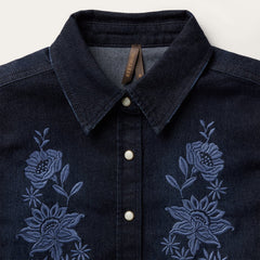 Embroidered Dark Denim Snap Front Shirt Blue | Stetson
