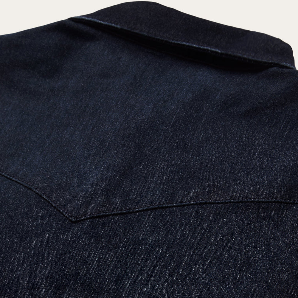 Embroidered Dark Denim Snap Front Shirt Blue | Stetson