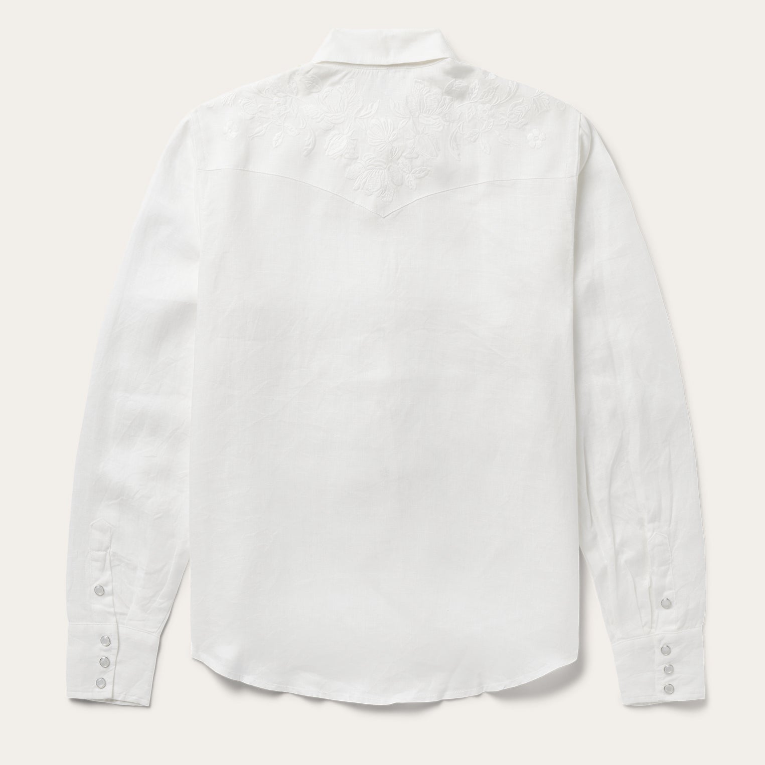 Floral Embroidered White Linen Shirt White | Stetson
